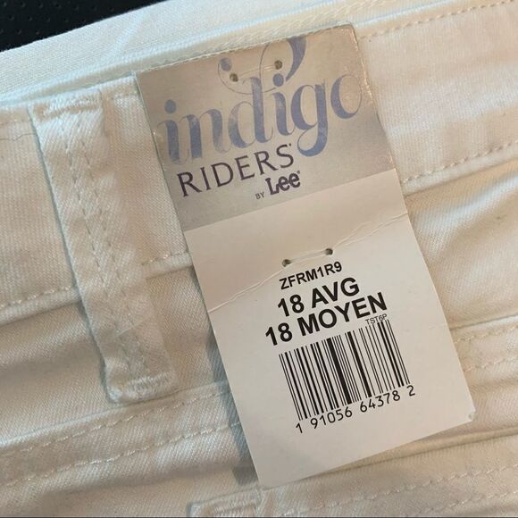 Riders Indigo by Lee White Denim High Waist Shorts Size 18 - Picture 4 of 6